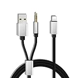 Aux Cord for iPhone 7, Aggice Aux Adapter for iPhone 7 Plus, 2 in 1 Aux and Charger 3.5mm Audio Cable Lightning Car Adapter for iPhone 7 /7 Plus (Support iOS 11 and below) (Sliver)