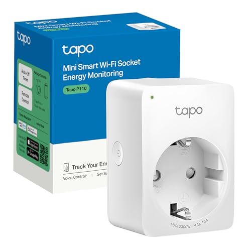 P110 – Mini Enchufe Inteligente Wi-Fi (con monitoreo de energía), programación Encendido/Apagado, Ahorro de energía, Compatible con Alexa y Google Home