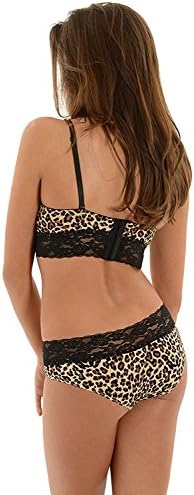 jljhHGJG Convertible Leopard Print Pushup Bra Black Lace Trim Bikini Panty Set