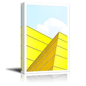 Canvas Wall Art - Fresh Yellow Color Tone Modern Building Drawing - Giclee Print Gallery Wrap Modern Home Art Ready to Hang - 12" x 18"