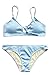 Cupshe Fashion Women’s Fluffy Cloud Tie Bikini Set Beach Swimwear Bathing Suit (S, Blue)