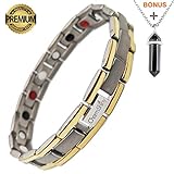 Titanium Magnetic Bracelet Therapy with 4 Element for Men/Women Arthritis Pain Relief Carpal Tunnel Insomnia+Hematite Pendant Necklace(Powerful Set)