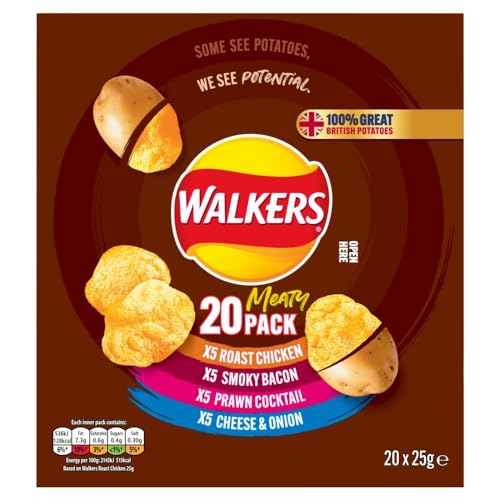 Walkers Meaty Variety Multipack Crisps Box 20x25g - S&S £3.15 / £2.97