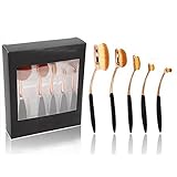 Oval Makeup brushes,Vander 5 Pcs Fashionable Professional Super Soft Toothbrush Makeup Brush Set Foundation Brushes Contour Powder Blush Concealer Eyeliner Cosmetics Tool (Rose Golden-5PCS)