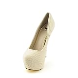 Shiekh Womens 018 Stiletto Heel Dress High Heel - Off White/Gold Size 10