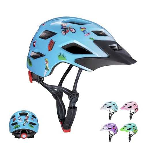 Kids Bike Helmet 48-51cm for Toddler Ages 3-5,SIFVO Lightweight Adjustable Toddler Cycle Helmets with Visor & Reflective Strap, for Cycling, Skating, Scooters