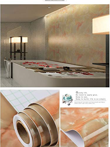 Marble Contact Paper Film Countertops Vinyl Wallpaper Sticker Peel and Stick Self-Adhesive Wrap Authentic Agate Red Look, Durable,Waterproof for Kitchen Home and Office(15.7'' x 78.7'')