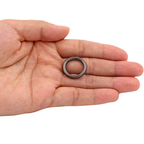 BIKICOCO 1.5 cm Metal O-Ring Buckle Connector Round Loops Non Welded for Bags Webbing Purse and Belt Straps, Gunmetal, Pack of 30