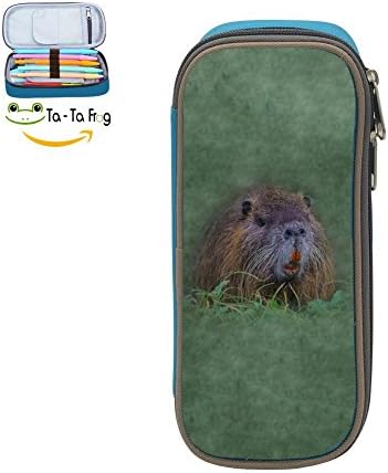 bagshome Large Capacity Canvas Stationery Pouch Case Multi-Colored for Women,Print Myocastor Coypus,Blue