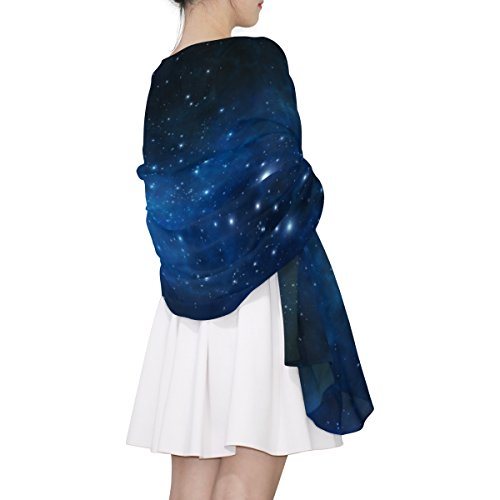 MRMIAN Universe Galaxy Space Starry Night Sky Long Silk Chiffon Scarf Wrap Stole