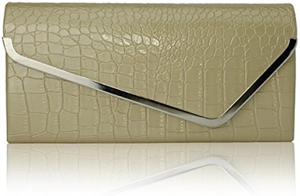 cream patent clutch bag
