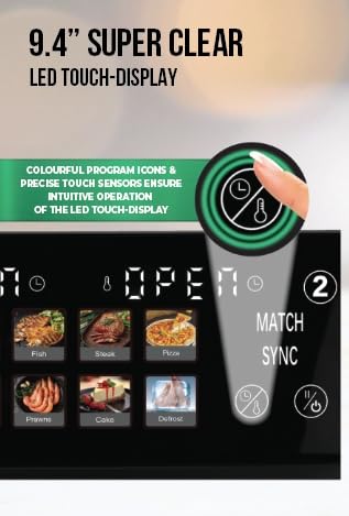 XXL 12.4L Stacked Dual Basket KönigChef Double Drawer Vertical Family Air Fryer, 2800W, FRY FORCE 360°, 10 Presets, Match & Sync, LED Touch Display - ZHAF-968A