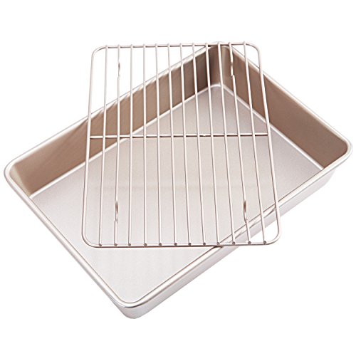 CHEFMADE Roasting Pan with Rack, 13-Inch Non-Stick Rectangular Deep Dish Oven-BBQ Bakeware for Oven Baking 9" x 13" x 2.4" (Champagne Gold) 1 CHEFMADE Roasting Pan with Rack, 13-Inch Non-Stick Rectangular Deep Dish Oven-BBQ Bakeware for Oven Baking 9" x 13" x 2.4" (Champagne Gold)