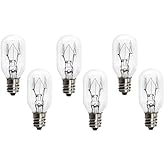 6 Pack Salt Lamp Bulbs,Replacement 15 Watt E12 Socket Incandescent Bulbs for Himalayan Salt Rock Lamps and Plug in Night Ligh