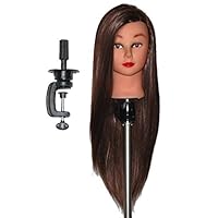 HairZtar 30" - 32" Synthetic Fiber Mannequin Head Hairdresser Training Head Manikin Cosmetology Doll Head (MIKE+C) (MEDIUM BROWN (MIKE+C))