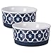 DII Bone Dry Lattice Ceramic Pet Bowl for Food & Water with Non-Skid Silicone Rim for Dogs and Cats (Small - 4.25" Dia x 2"H) Nautical Blue - Set of 2 primary