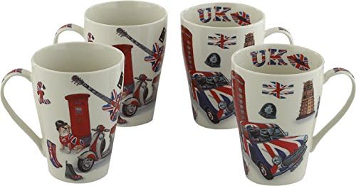 Cardew Design "British Icons" Mug (Set of 4), 15 oz, Multicolor