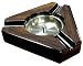 Prestige Import Group - Triangular Maple Lacquer 3 Cigar Ashtray - Dark Maple Wood and Black Accents