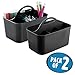 mDesign Plastic Small Office Storage Organizer Utility Tote Caddy with Handle for Cabinets, Desks, Workspaces - Holds Desktop Office Supplies, Pencils, Staplers Lumiere Collection, 2 Pack, Black