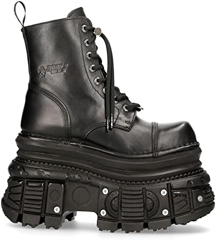 Amazon.com | New Rock 373-S4 Metallic Black Leather Men's Gothic