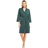 U2SKIIN Womens Robes, 100% Cotton Lightweight Robes 3/4 Sleeves Kimono Knit Soft Loungewear Short Bathrobe
