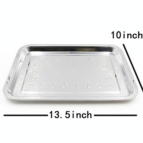 Romlon Tattoo Stainless Steel Tray 3 Pack Stainless Steel Tattoo Trays Medical Dental Tray Piercing Instrument Tool Tray Flat 13.5'' X 10'' for Tattoo Kits Tattoo Supplies