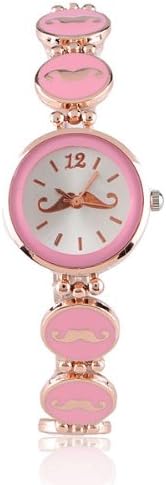 Fashion Mustache Bracelet Rose Gold Women Quartz Wrist Watch.