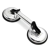 Heavy Duty Aluminum Double Handle Suction Cup Plate Professional Glass Puller/Lifter/Gripper (Silver)