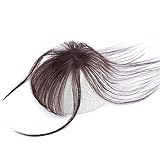 Stamped Glorious Real Human Hair Clip on Bangs Topper 3D Hand Made Air Bangs Crown Wiglet Hairpieces for Women(Auburn)