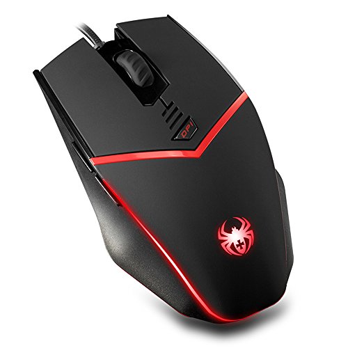Gaming Mouse Wired [ Programmable ][ Breathing Light ] [ 3200 DPI ] [ Weight Tuning Set ], ZELOTES PC,Computer Gamer Mice, 6 Buttons For Both Hands- Black.
