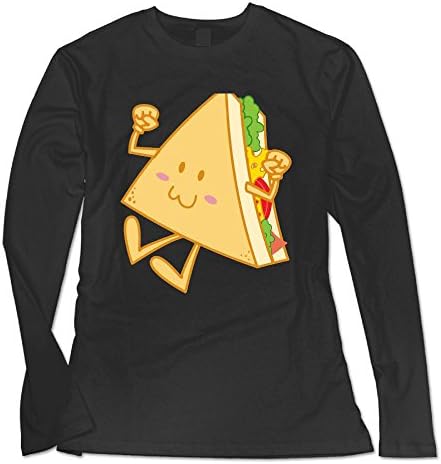 Ongshuquwe Cartoon Sandwiches Women's Casual Long-sleeved Round Neck T-shirt Autumn And Winter XL Black