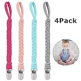 Adoric Pacifier Clips for Boys and Girls, Baby Universal Pacifier Holder for All Styles Pacifiers, Teething Toy or Soothie (4 Pack)