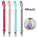 Adoric Pacifier Clips for Boys and Girls, Baby Universal Pacifier Holder for All Styles Pacifiers, Teething Toy or Soothie (4 Pack)