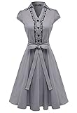 Anni Coco Women's 1950s Cap Sleeve Swing Vintage Party Dresses Stretchy Grey Medium