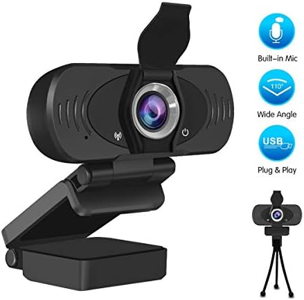 1080p Full HD USB Webcam with Built-in Microphone with Privacy Cover and Tripod,30fps Plug and Play Widescreen Live Streaming Web Computer Camera for PC Video Conferencing/Calling/Gaming…