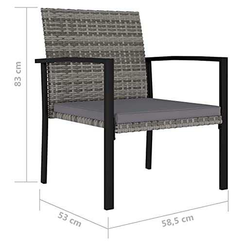 Tidyard 7-TLG. Sitzgruppe Sitzgarnitur Gartengarnitur Gartenset Gartenmöbel Esstisch Gartentisch Gartenstuhl Tisch Stühle Poly Rattan Grau – Bild 4