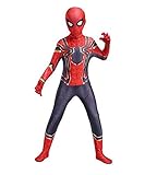 UTUMR The Kids Bodysuit Superhero Costumes Lycra Spandex Halloween Cosplay Costumes (M/120-130cm) Red
