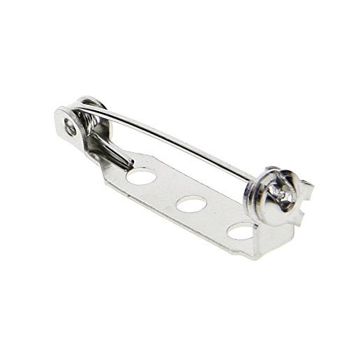KeyZone 100 Pieces Silver Tone 1 Inch Locking Pin Backs Clasp Brooch for Badge Crafts, Jewelry Crafting