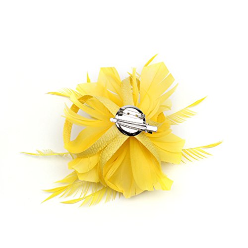 CHUANGLI Feather Headware Fascinator Hair Clip Plume Pillbox Cocktail Derby Hat Hair accessories Yellow - Thumbnail 4