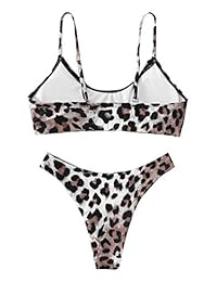 Trajes de baño para dama con correa de espagueti y estampado de leopardo