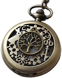 Wish Tree Pocket Watch Tree of Life Alice in Wonderland Necklace Charm Necklace with Chain