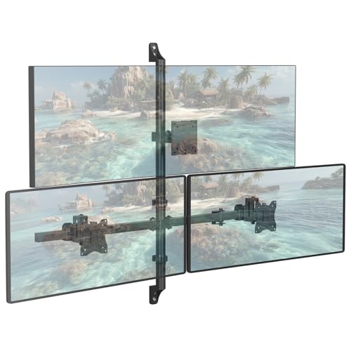 WALI Stacked Triple Monitor Wall Mount