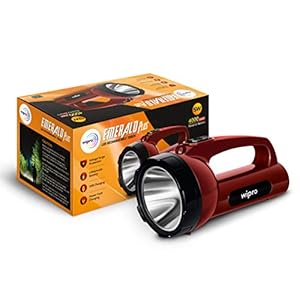 wipro Emerald Plus Rechargeable Emergency Light (Pack of 1, Red, Cl0008, Polycarbonate)