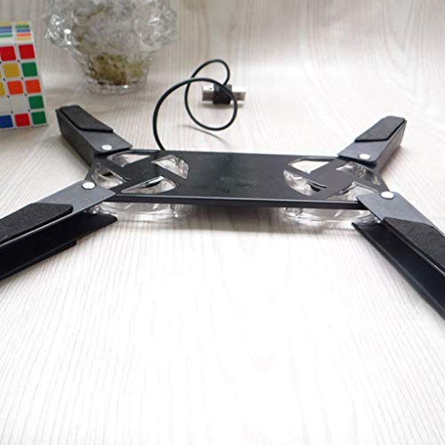 Miaomiaogo Laptop Desk Support Dual Cooling Fan Notebook Computer Stand Foldable USB Rack Holder Black