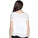 BLDO Women's Short Sleeve Lace Patchwork Short Loose Chiffon Blouse White