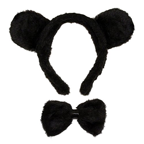 SeasonsTrading Black Bear Ears & Bow Tie Costume Set ~ Halloween Costume Kit
