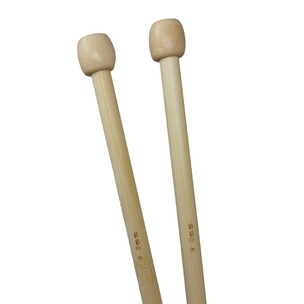 Eco-Friendly Single Point Natural Bamboo Knitting Needles 35cm x 4mm-25mm (9mm)