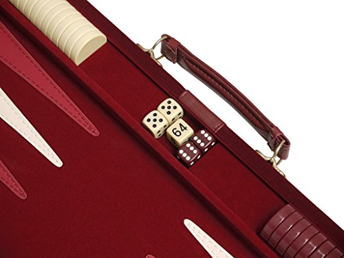 15" Deluxe Backgammon Set - Attache Case - Medium Size Maroon Board