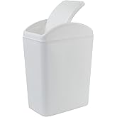 Tyminin 4.2 Gallon Swing Lid Waste Can, Plastic Garbage Cans | Trash Bin with Swing Lid, 1 Pack, White, Space-Saving, Easy-Open Swing Top, for Bathroom, Bedroom, Office