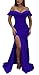 Women Formal Ruffle Off The Shoulder Bodycon Side Split Mermaid Evening Party Dress